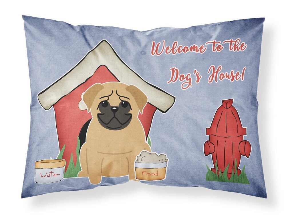5407 BB2761PILLOWCASE Dog House Collection Pug Brown Fabric Standard